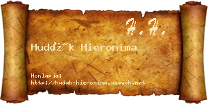 Hudák Hieronima névjegykártya